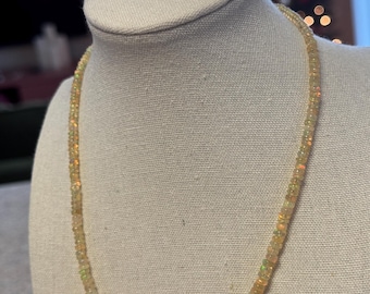 Natural Ethiopian Opal Necklace with Bronze toned Brass Findings