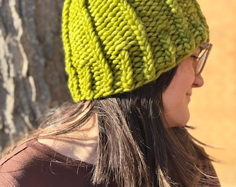 Green Multicolored Merino Wool Beanie
