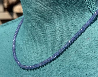 Hand-strung Tanzenite Necklace with 14k Gold Findings