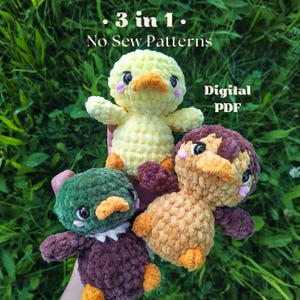 3 in 1 NO SEW Duck Crochet Pattern Bundle, 3 in 1 Crochet Pattern, No Sew Duck Amigurumi Pattern, PDF Crochet Pattern, Mallard Pattern