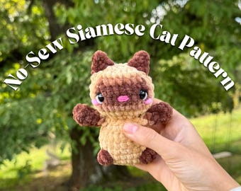 Modèle au crochet chat siamois sans couture, peluche animal chat PDF, modèle au crochet Amigurumi pour débutants, jouet pour chat mignon, modèle chat