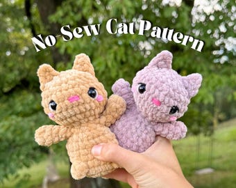 NO SEW Cat Crochet Pattern, Cat Animal Plushie PDF, Amigurumi Beginner Crochet Pattern, Cute Cat Toy, Cat Pattern, Crochet Gift