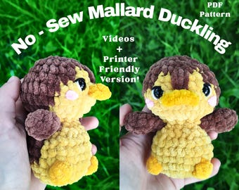 NO SEW Mallard Duckling Crochet Pattern, Duck Animal Plushie PDF, Amigurumi Beginner Crochet Pattern, Cute Duckling Toy, Duck Pattern
