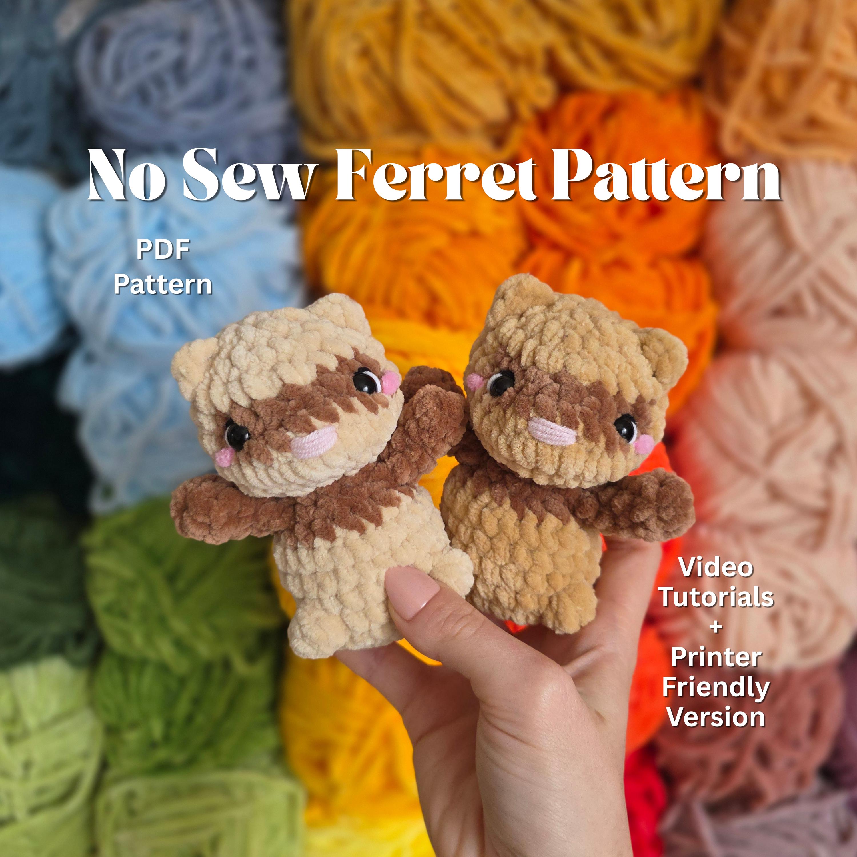 No-sew ferret plushie PDF pattern