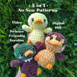 3 in 1 NO SEW Duck Crochet Pattern Bundle, 3 in 1 Crochet Pattern, No Sew Duck Amigurumi Pattern, PDF Crochet Pattern, Mallard Pattern