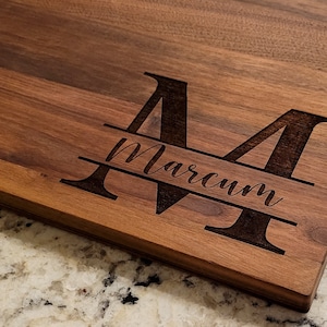 Monogram Charcuterie Cutting Board, Personalized Laser Engraved Cutting Board, Custom Engraved Cutting Board, Split Letter Name Monogram