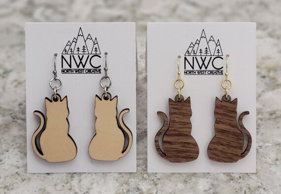 Cut Out Sitting Cat Earrings Cut Out Sitting Cat Earrings