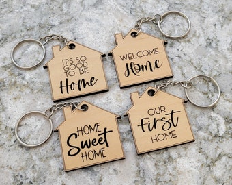Home Sweet Home Keychain | Welcome Home Keychain | So Good To Be Home | First Home | New Home | Housewarming | Closing Gift | Personalized
