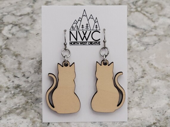 Cut Out Sitting Cat Earrings Cut Out Sitting Cat Earrings