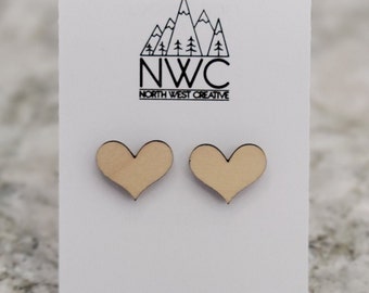 Maple Heart Earring | Wood Laser Cut Earring | Maple Wood Earring | Hearts