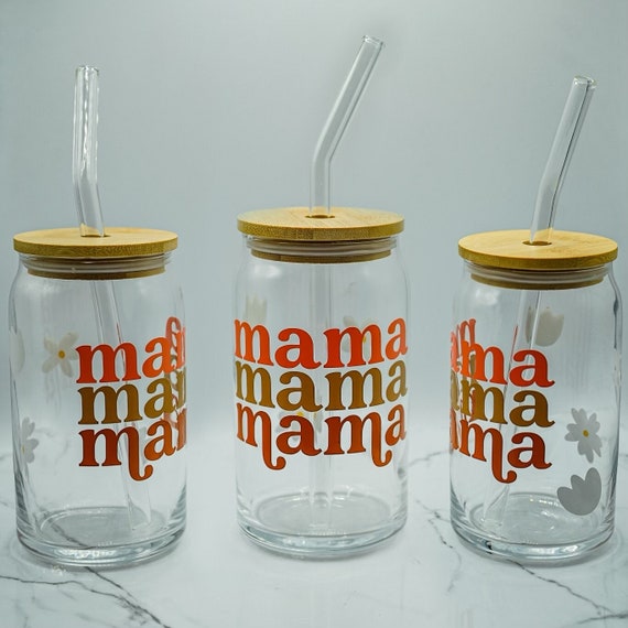 Glass Cups with Bamboo Lids and Straws 15/16OZ - Bamco