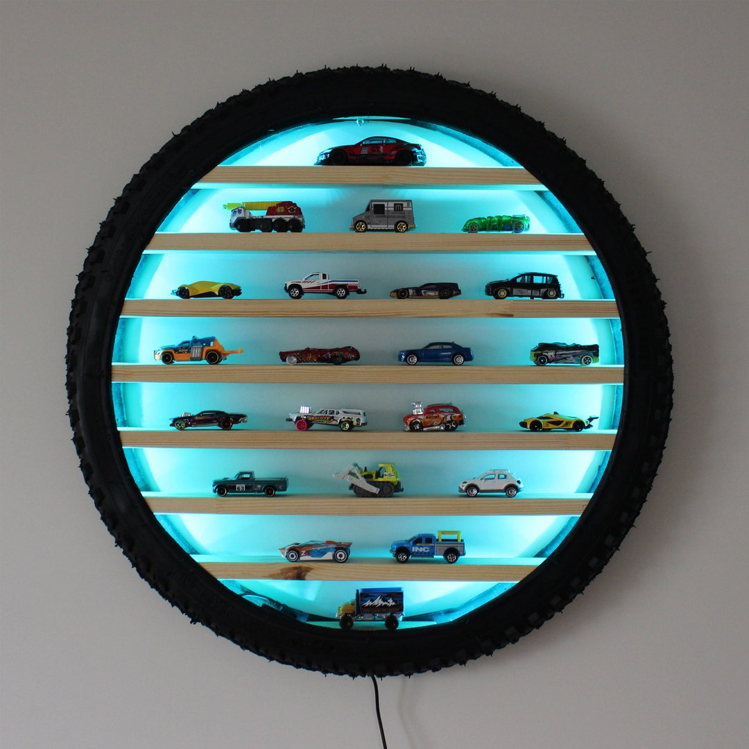 24 Tire Shelf, Toy Car Garage, Wall Art, Tire Shelf for Hot Wheels, Toy