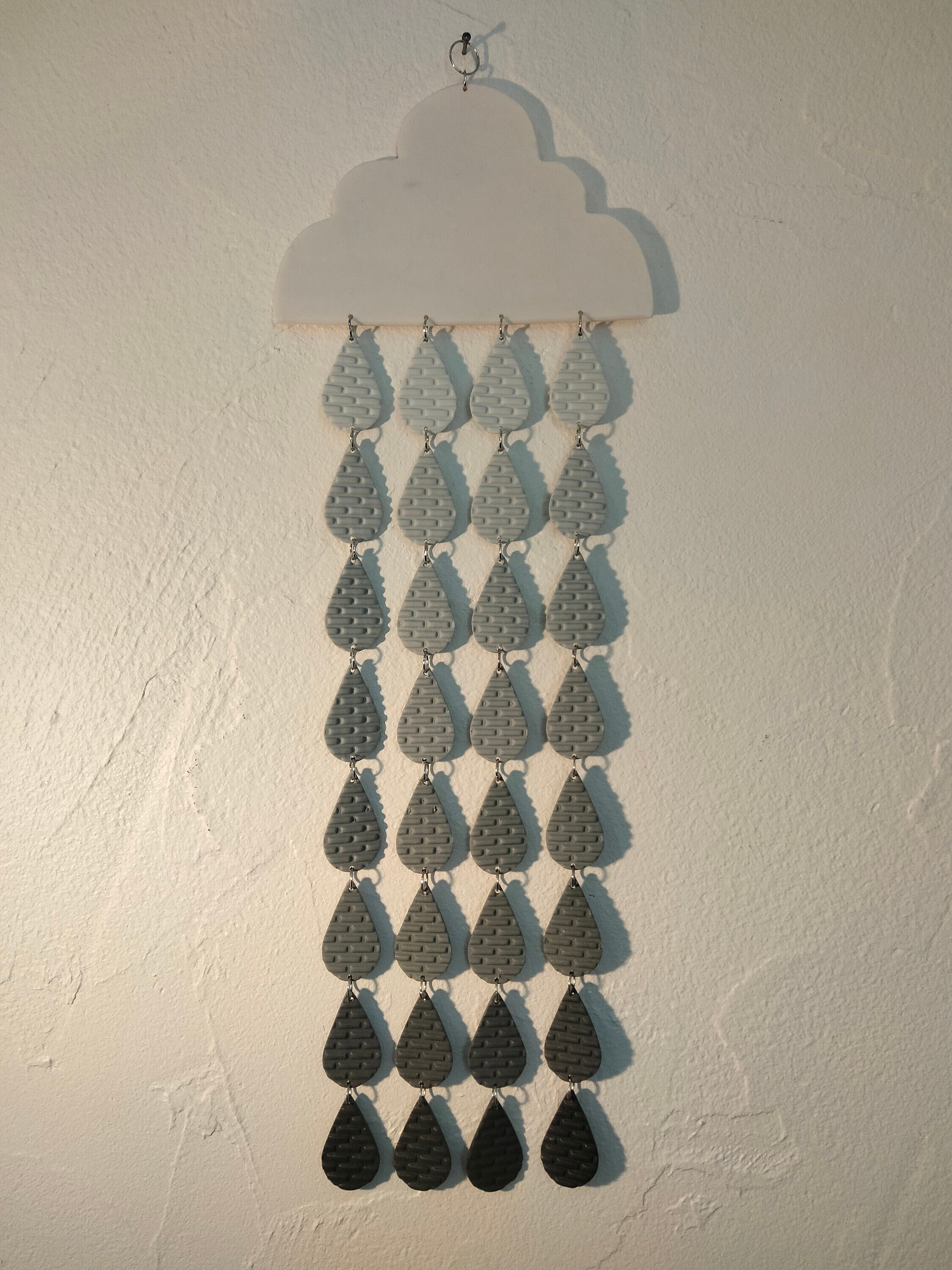 Décoration Murale, Suspension, Nuage et Pluie Colorée, Gouttes avec Texture, Accroche Anneau Un Clou