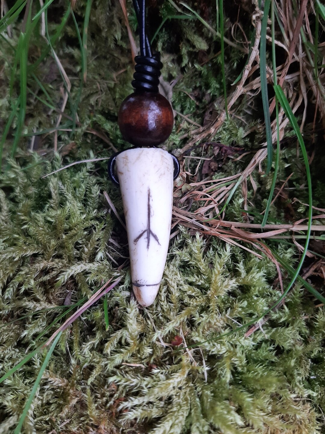 Carved Antler Kalc Healing Rune Pendant Necklace | Viking Necklace - Etsy
