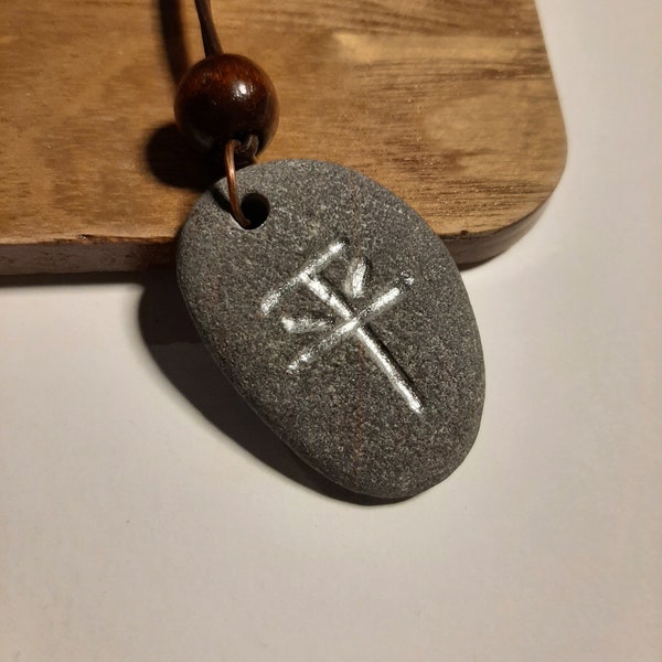 Carved Calm Kanji Stone Necklace - Hei - Calm