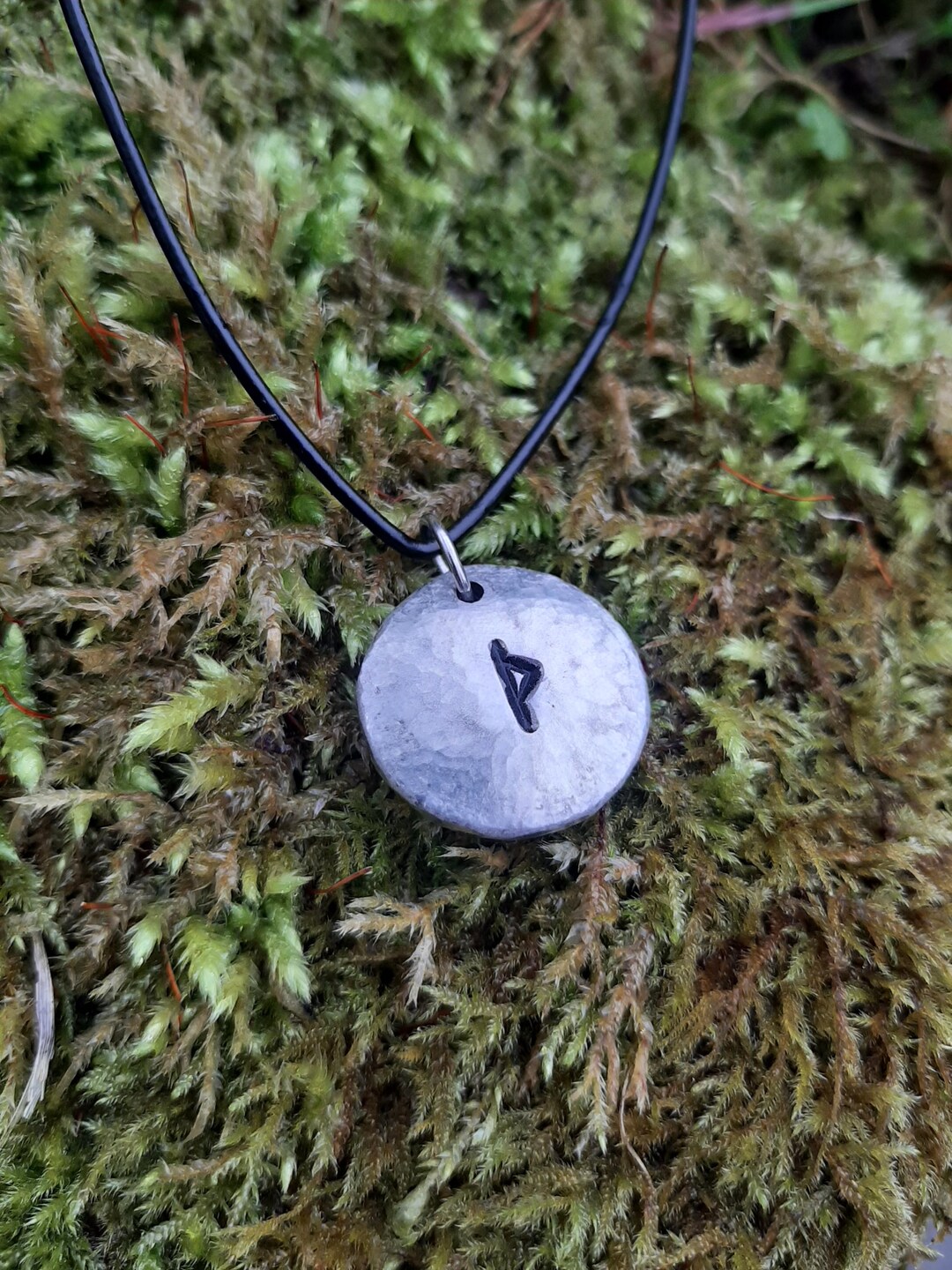 Viking Rune Necklace - Cast and Hammered Pewter - Thurisaz Rune - Thor ...