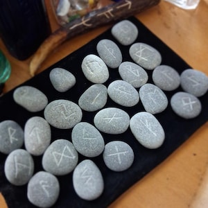 Carved Stone Rune Set - Rune casting, pagan, wiccan, magic, viking