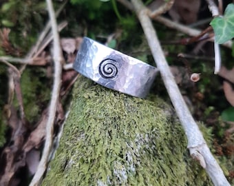 Celtic Sprial Ring | Swirl | Cast and hammered pewter | Open ring
