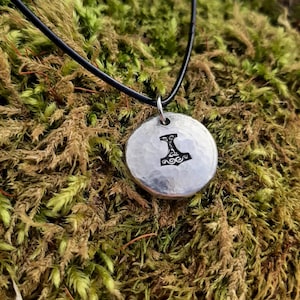 Mjolnir Pendant Necklace -| Thors Hammer Pendant - Cast and Hammered Pewter | Viking Necklace