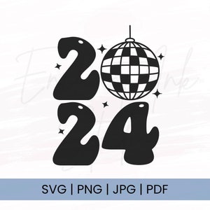 Graduation Svg | Svg senior | Classe de 2024 Svg | 2024 Svg | Bonne année SVG | Boule à facettes 2024 Svg | Boule disco 2024 Svg