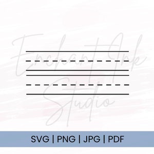 Notebookpapier Svg | Kleuterschoolhandschriftpapier | Svg Pdf Png Jpg | Schrijven van lijnen Svg |