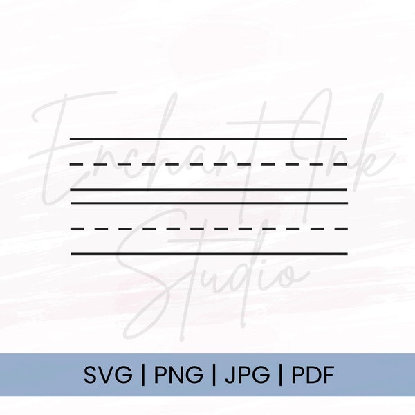 Notebook Paper Svg | Kindergarten Handwriting Paper | Svg Pdf Png Jpg | Writing Lines Svg |