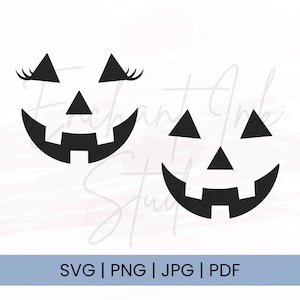 Cara de calabaza Svg / Cara de Jack-O-Lantern Svg / Halloween Svg / Caras de Halloween / Cara de calabaza de niño y niña