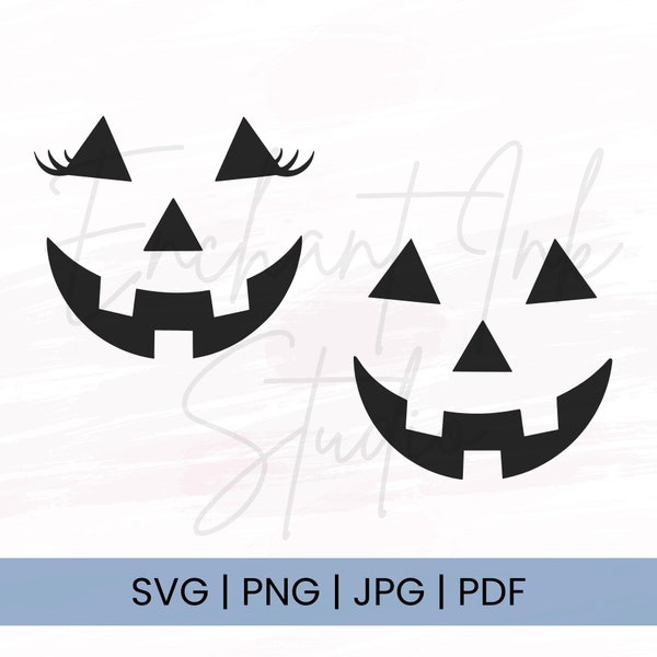 Pumpkin Face Svg | Jack-O-Lantern Face Svg | Halloween Svg | Halloween Faces | Boy And Girl Pumpkin Face