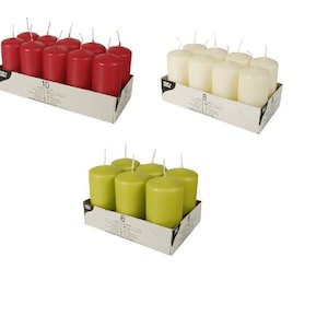 Pack of 6 / 8 / 10 Pillar candle assorted colour long burning hours quality candles Unscented pillar candle