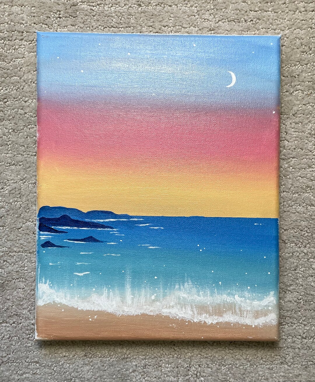 Sunset Cliffs A Hand Painted Acrylic Landscape on 8x10 Stretched Canvas ...