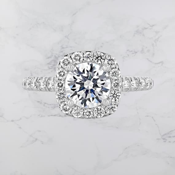 Sterling Silver Rhodium 7.50mm Round CZ Halo Solitaire Engagement Ring Sterling Silver Rhodium 7.50mm Round CZ Halo Solitaire Engagement Ring