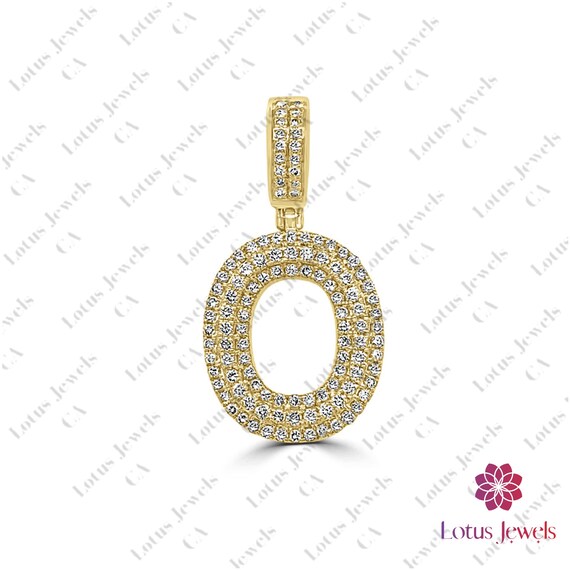 14k Gold Diamond Initial O Necklace O 
