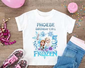 Personalised Birthday Frozen_Anna_Elsa T-shirt Ideal Birthday/Celebration Gift