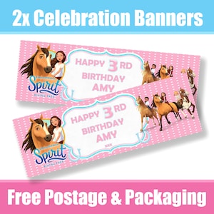 x2 Personalised Spirit Birthday/Celebration Banners - Any Name & Age