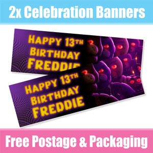 Personalised five nights at freddys Banners Birthday / Celebration - Any Name & Age x 2