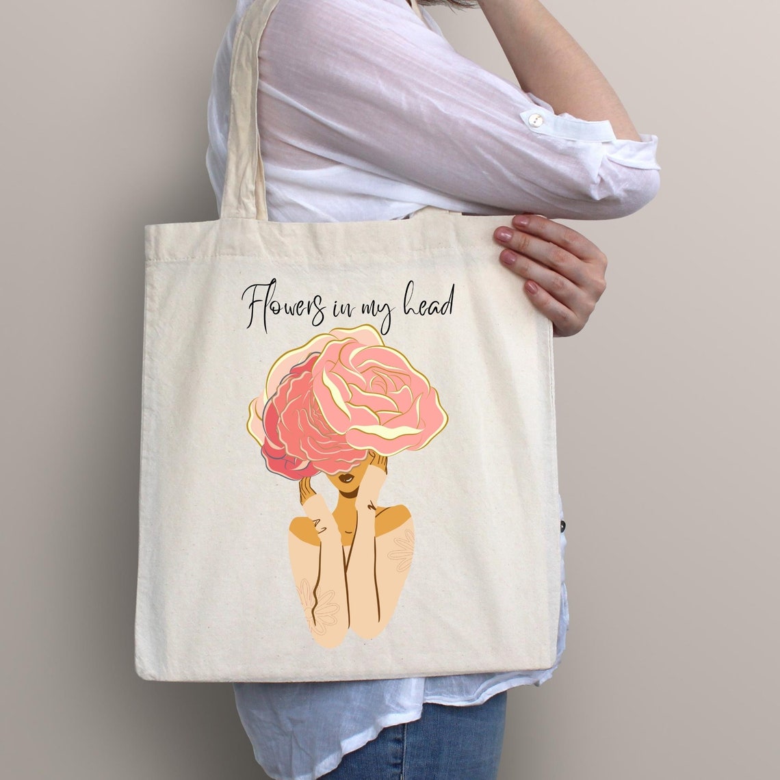 Flowers in My Head Svg Preppy Girl Svg Pink Flowers Tshirt Svg Etsy