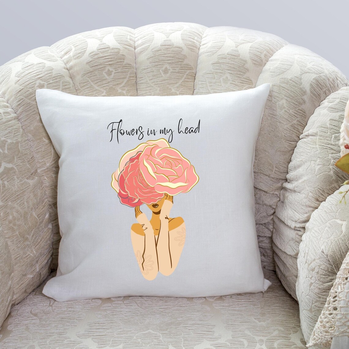 Flowers in My Head Svg Preppy Girl Svg Pink Flowers Tshirt Svg Etsy