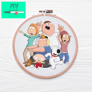 Family Guy Cross stitch Pattern, Cartoon Characters Cross stitch Pattern, INSTANT DOWNLOAD, Pdf Pattern, Gift for Birthday