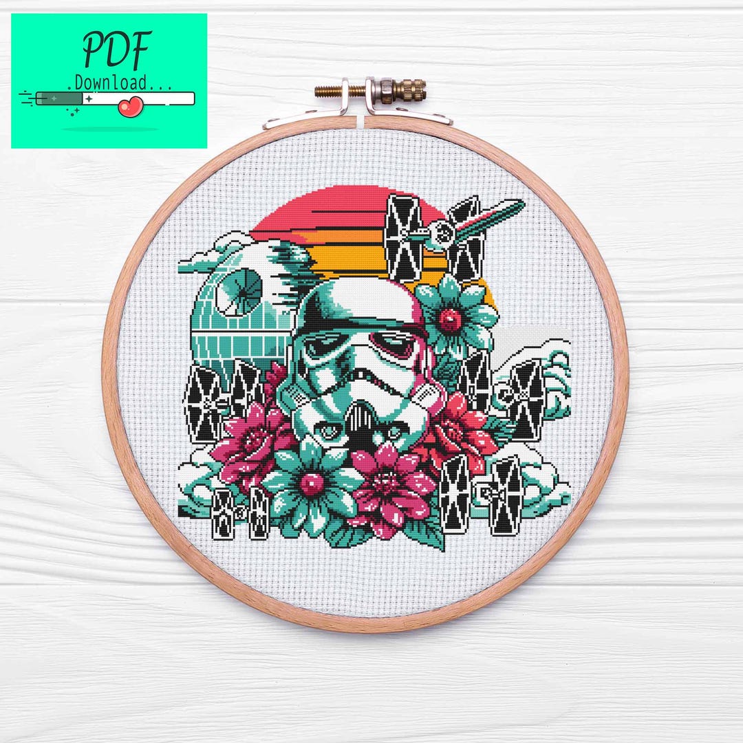 stormtrooper pdf pattern | crochethea Images High... Stormtrooper Cross Stitch Pattern: Star Wars Floral Design (PDF Pattern ...
