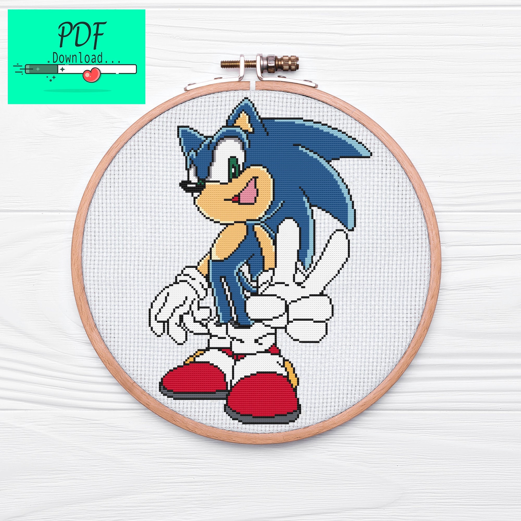 Sonic Super Sonic Funny Cross Stitch Pattern PDF Instant -  Denmark