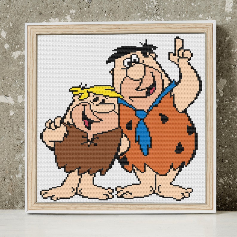 The Flintstones Cross Stitch Pattern: Fred and Barney (PDF Pattern) - Etsy