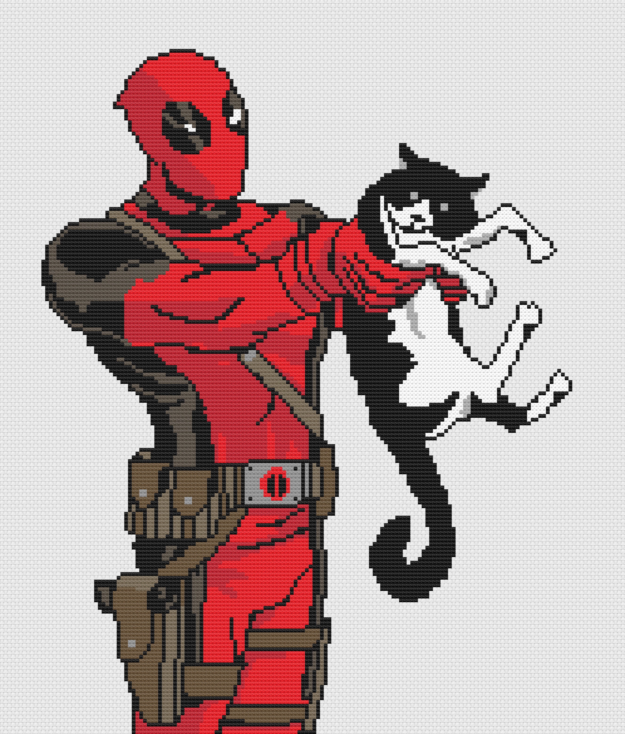 Deadpool and Cat Cross Stitch Pattern, Marvel, Easy Counted (PDF ...
