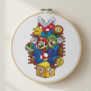 Mario Cross Stitch Pattern PDF, Kids Room Decor, Counted Cross Stitch Chart, Instant Download