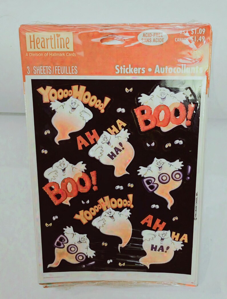 Yoooo Sticker Vintage 1980s Halloween Hallmark Stickers: Ghost Theme, Sealed Pack of ...