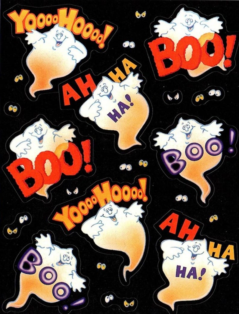 Yoooo Sticker Vintage 1980s Halloween Hallmark Stickers: Ghost Theme, Sealed Pack of ...
