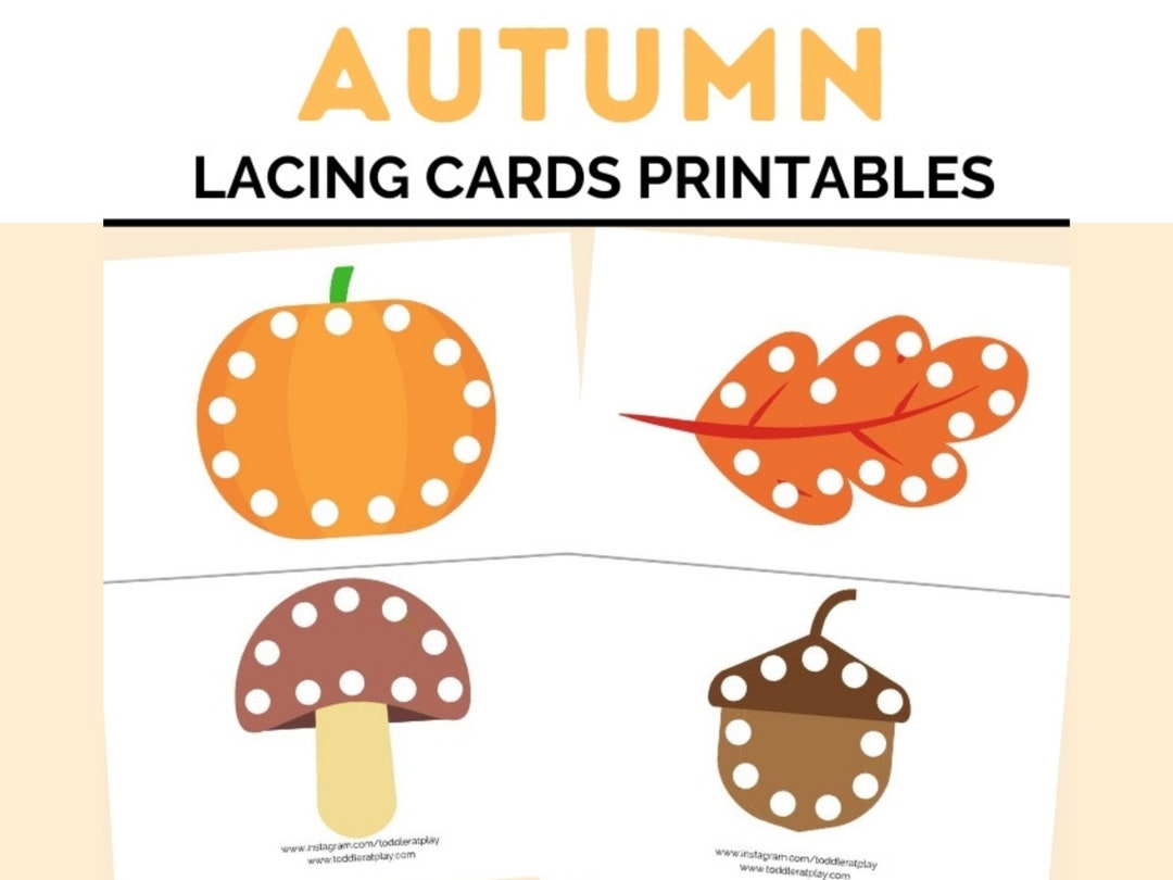 Autumn Lacing Cards Printables Lacing Cards Autumn - Etsy