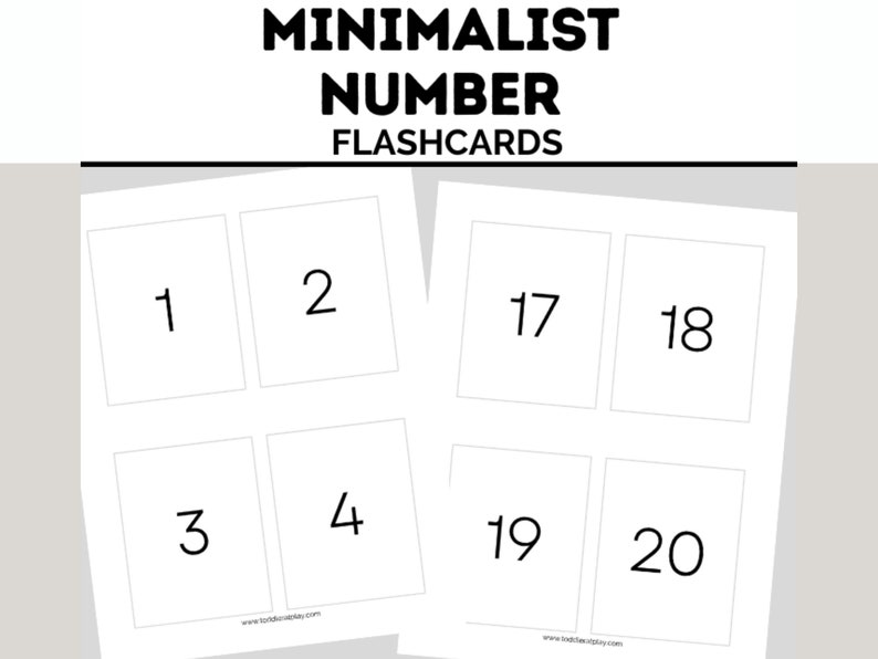 Minimalist Number Flashcards Number Cards 1 20 Printable Etsy