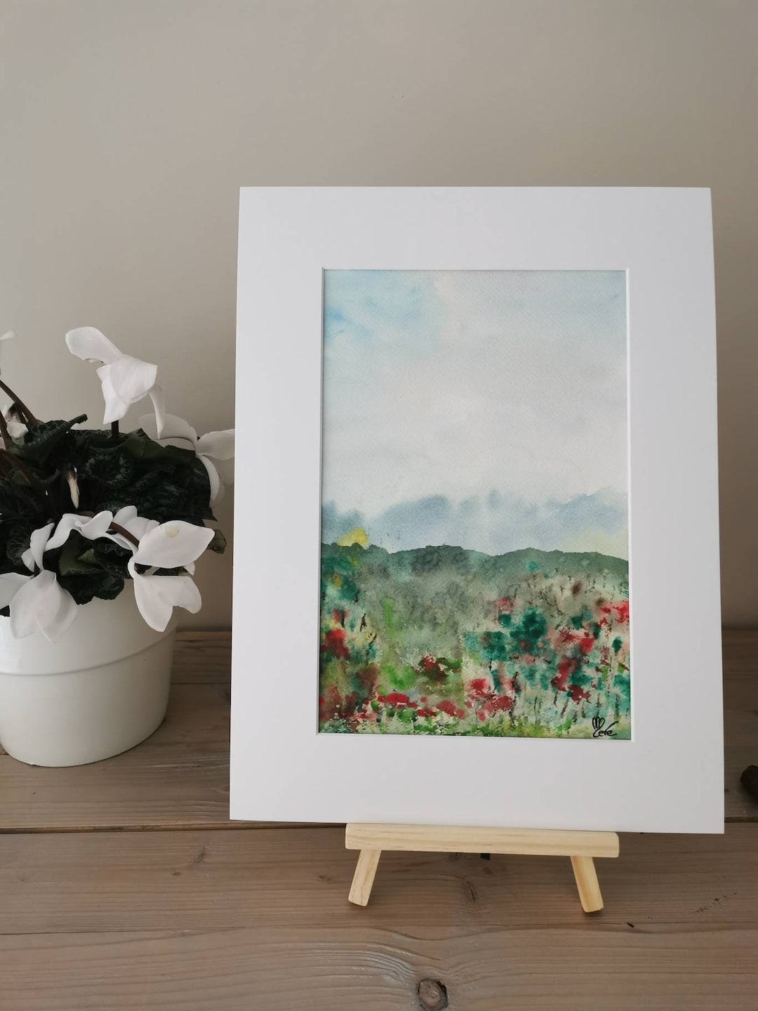 水彩画原画：「丘の上」、30x40 - Etsy 日本