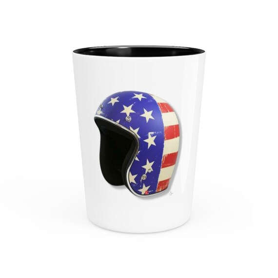 Cafe Racer Open Face Helmet Shot Glass White 1.9oz American Etsy