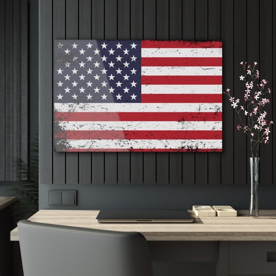Tattered American Flag Modern Wall Art USA Flag Art Etsy
